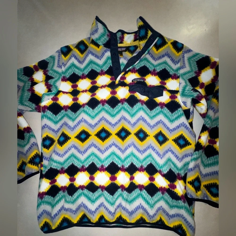 Patagonia Vintage Synchilla Fleece Snap-T Women’s XL Timber Twist Aztec Pullover - Picture 3 of 7